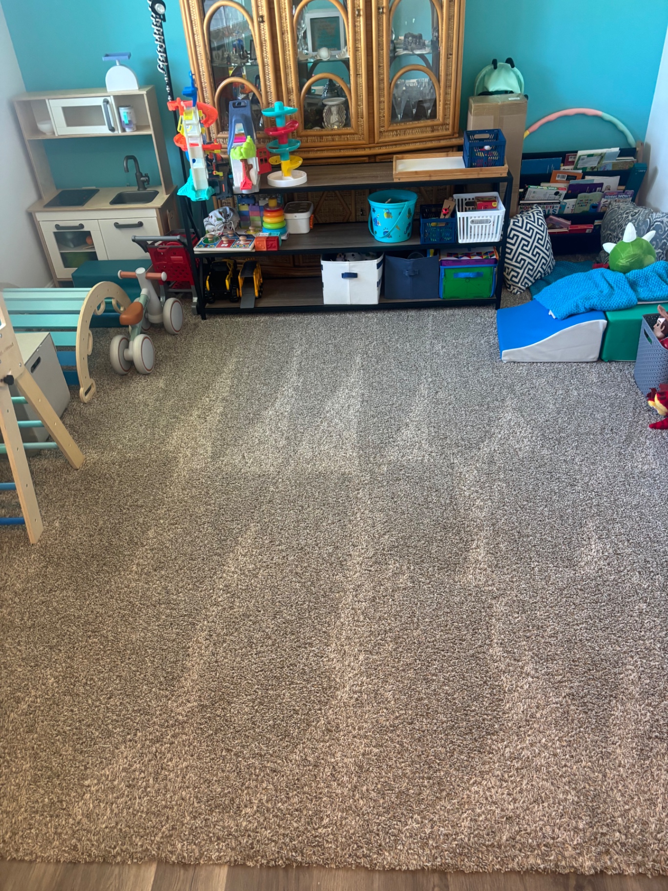 Freshly vacuumed playroom carpet cleaned by Haylo Upscale Solutions